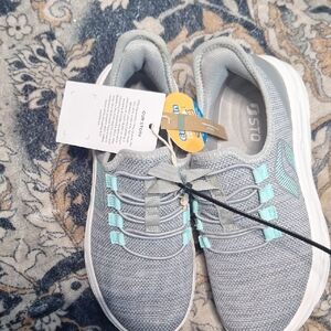 Gray and Teal Athletic Shoes
